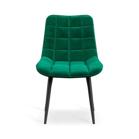 BOXED SET OF 2 NOVA VELVET DINING CHAIRS - GREEN (1 BOX)