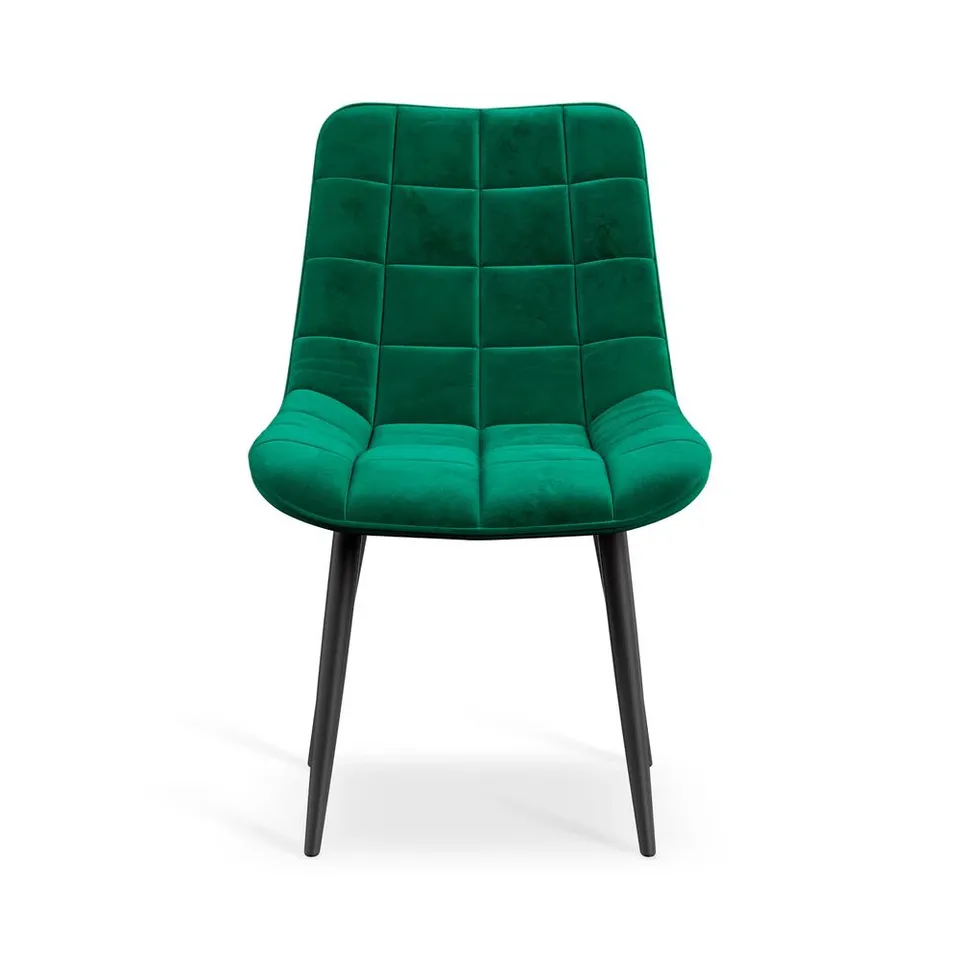 BOXED SET OF 2 NOVA VELVET DINING CHAIRS - GREEN (1 BOX)