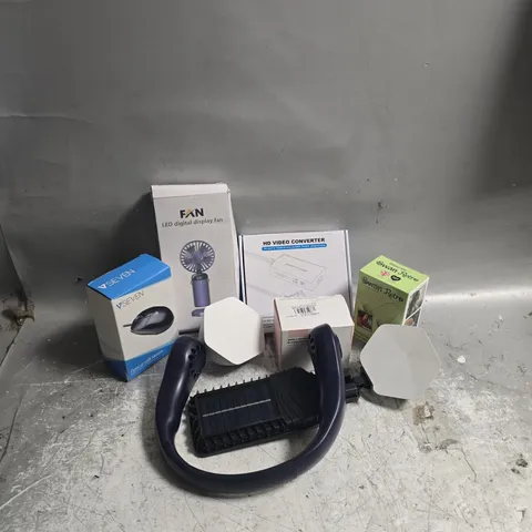APPROXIMATELY 12 ASSORTED ELECTRICAL PRODUCTS & ACCESSORIES TO INCLUDE SKY WIFI EXTENDERS, SWAN RETRO NECK FAN, SEVEN OPTICAL USB MOUSE, ETC