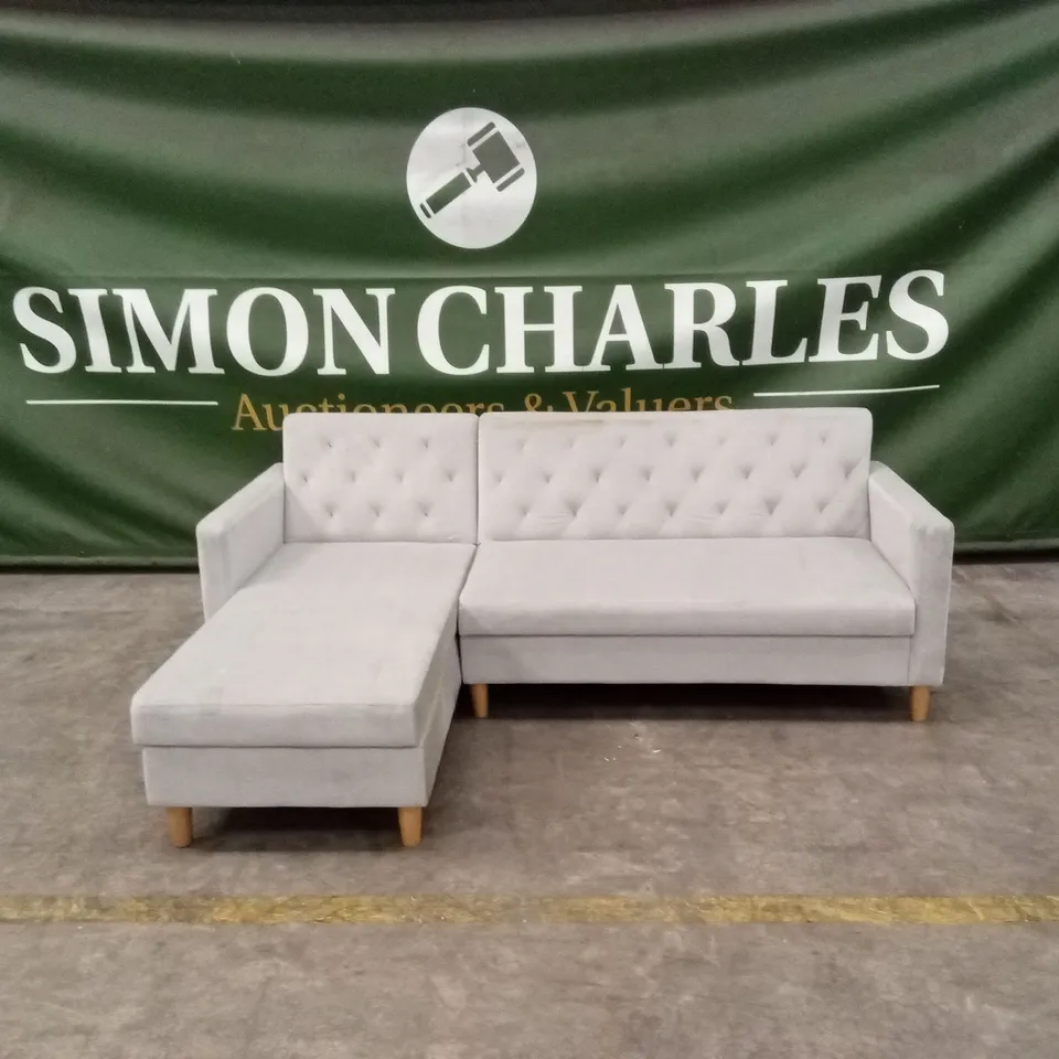 DOREL HOME LIBERTY FABRIC SOFA BED CHAISE WITH STORAGE - GREY RRP £679