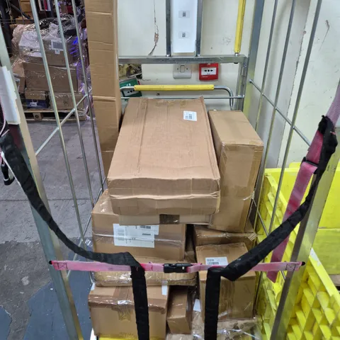 CAGE OF APPROXIMATELY 10 ASSORTED ITEMS TO INCLUDE - GARDEN LIGHTS, CHRISTMAS CANDLES, AND DEWDROP LED TREE - COLLECTION ONLY  