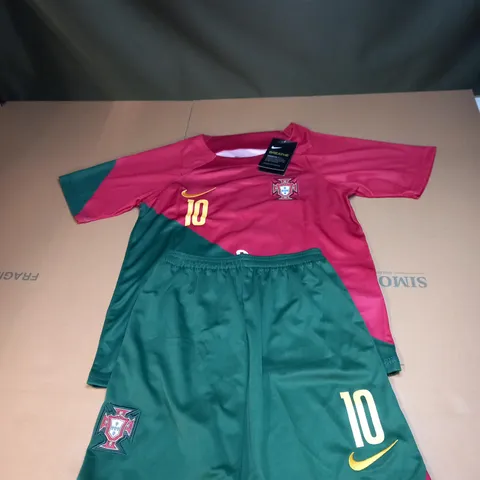 CHILDRENS NIKE PORTUGAL HOME JERSEY AND SHORTS WITH 10 BERNARDO SIZE UNSPECIFIED