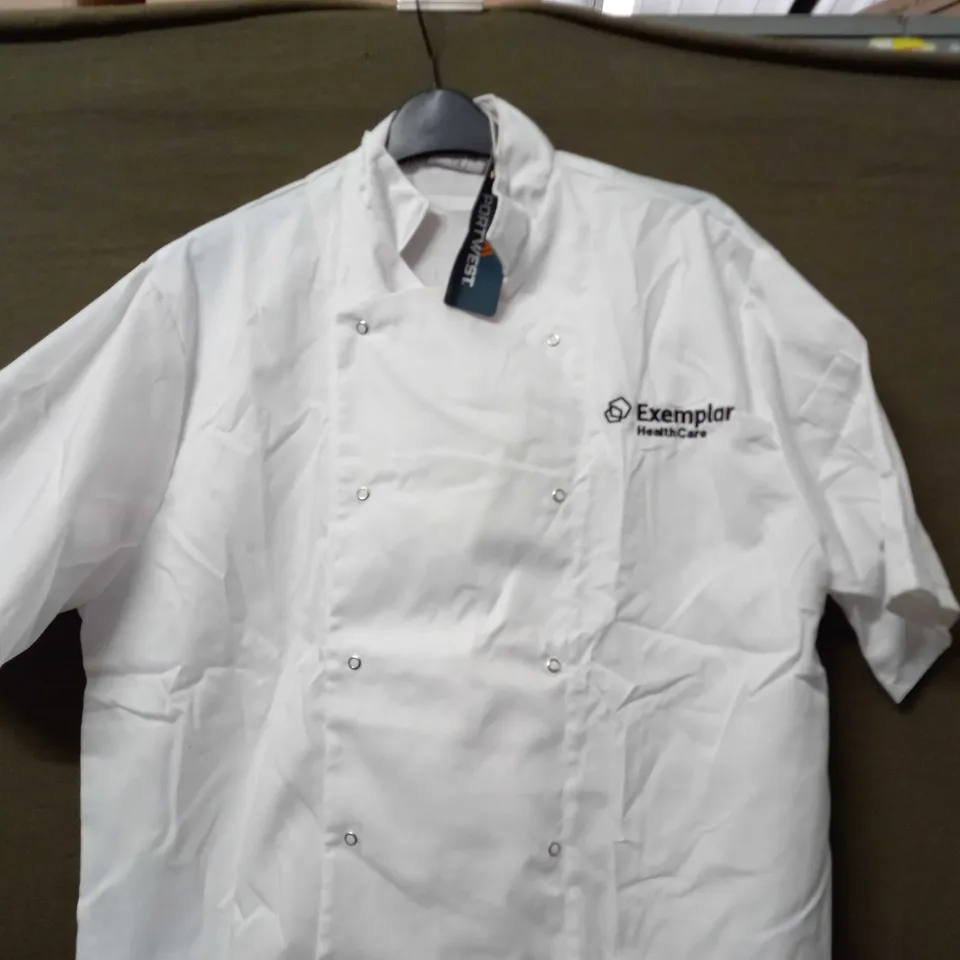 PORTWEST STUD CHEF JACKET SHORT SLEEVED IN WHITE - LARGE