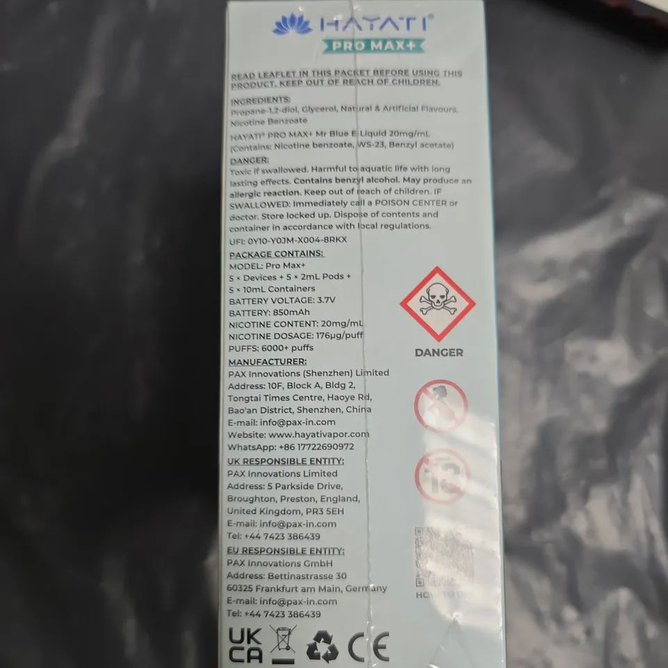 HAYATT PRO MAX+ NICOTINE E-CIGARETTE KIT – 6000 PUFF, 5 PODS