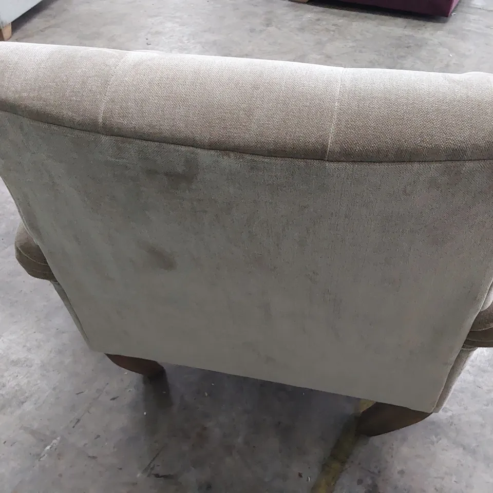 QUALITY BRITISH DESIGNER LOUNGE Co. EASY CHAIR FAWN PLUSH FABRIC 