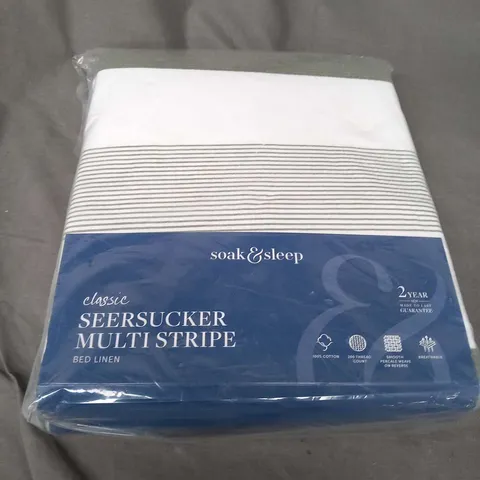 SOAK AND SLEEP CLASSIC SEERSUCKER MULTI STRIPE BED LINEN KING SIZE