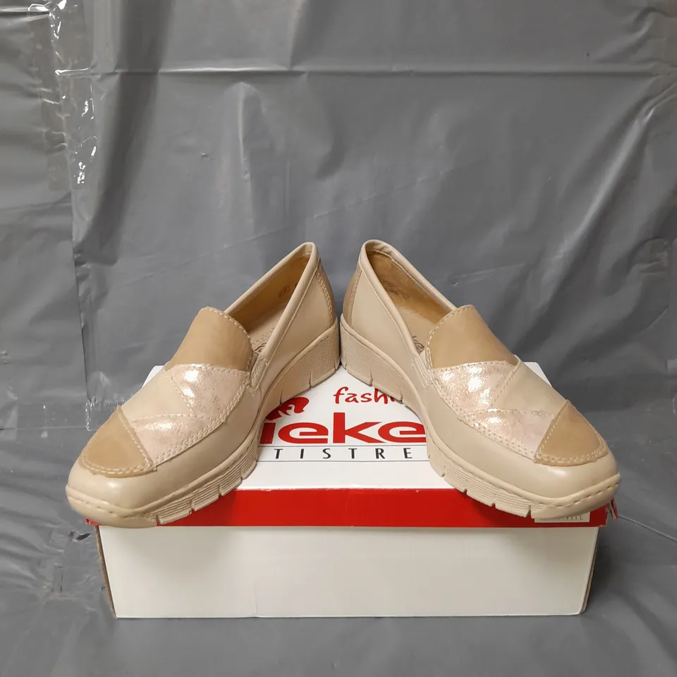 RIEKER WEDGE LEATHER LOAFERS BEIGE SIZE 6