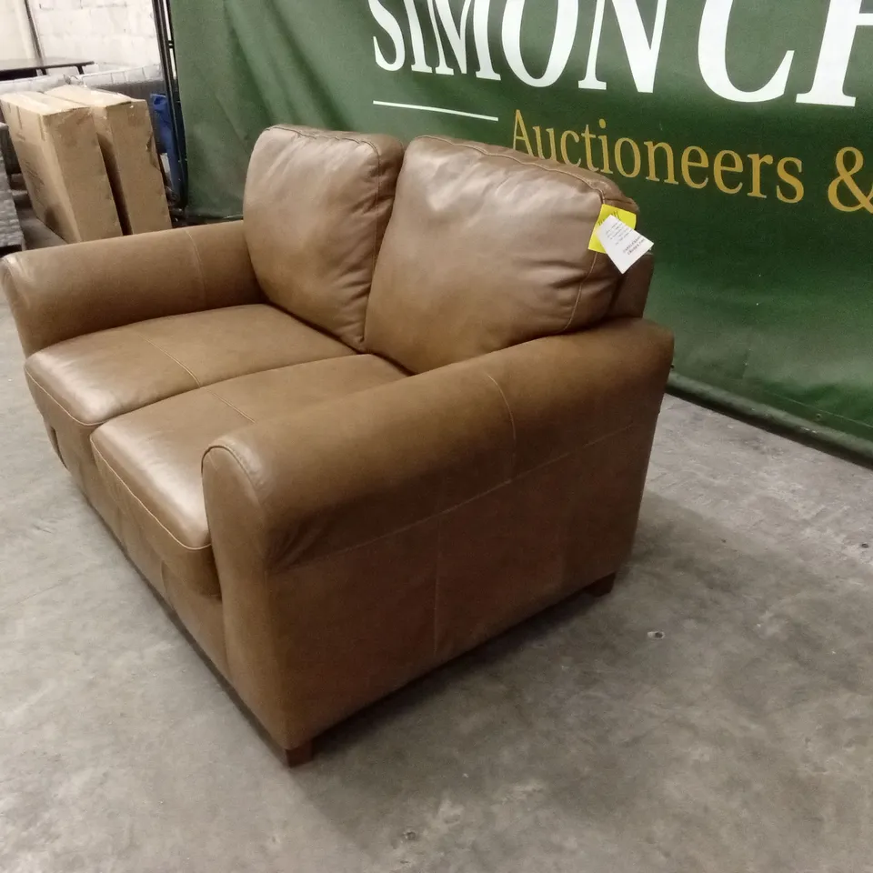 BAILEY 2 SEATER LEATHER SOFA - TAN RRP £650