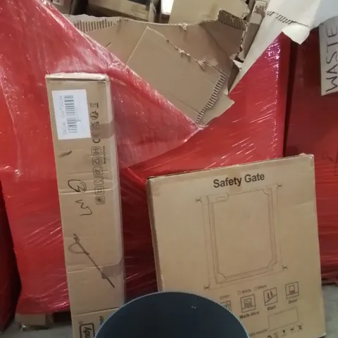 PALLET OF ASSORTED HOUSEHOLD GOODS AND PRODUCTS TO INCLUDE;HEDGE TRIMMER,PLANT POT,SAFETY GATE