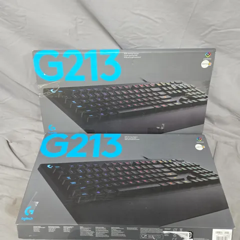2 X BOXED LOGITECH G213 GAMING KEYBOARDS (BELGIAN LAYOUT)