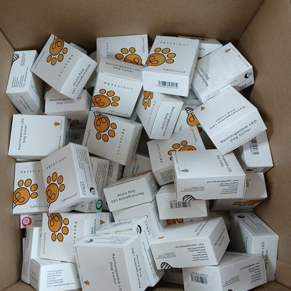 LARGE QUANTITY OF RECHARGABLE LED DOG COLLARS IN VARIOUS SIZES - COLLECTION ONLY