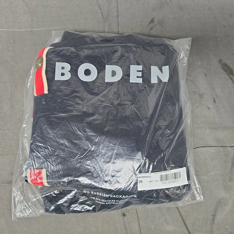 BODEN HOLLY KNITTED SHIFT DRESS IN NAVY SIZE UK 10R