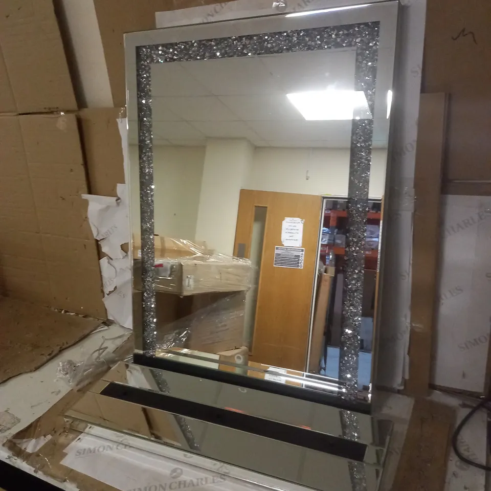 JM BY JULIEN MACDONALD LARGE ENCAPSULATED CRYSTAL LIGHT UP TABLE MIRROR - COLLECTION ONLY