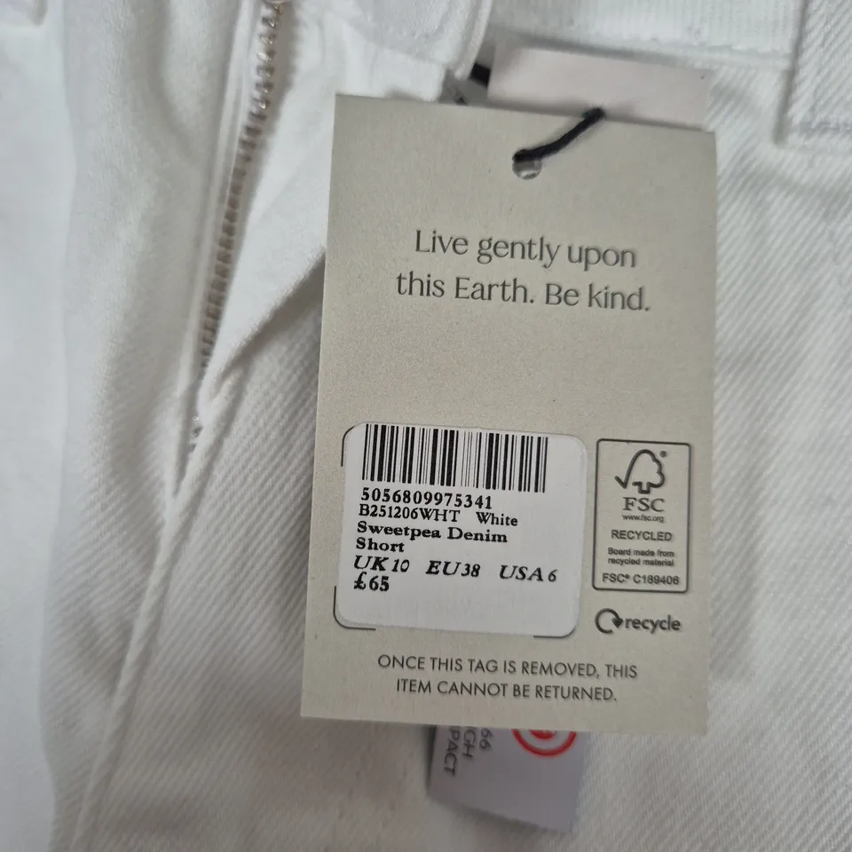 NOBODY'S CHILD WHITE SWEETPEA DENIM SHORTS – UK 10