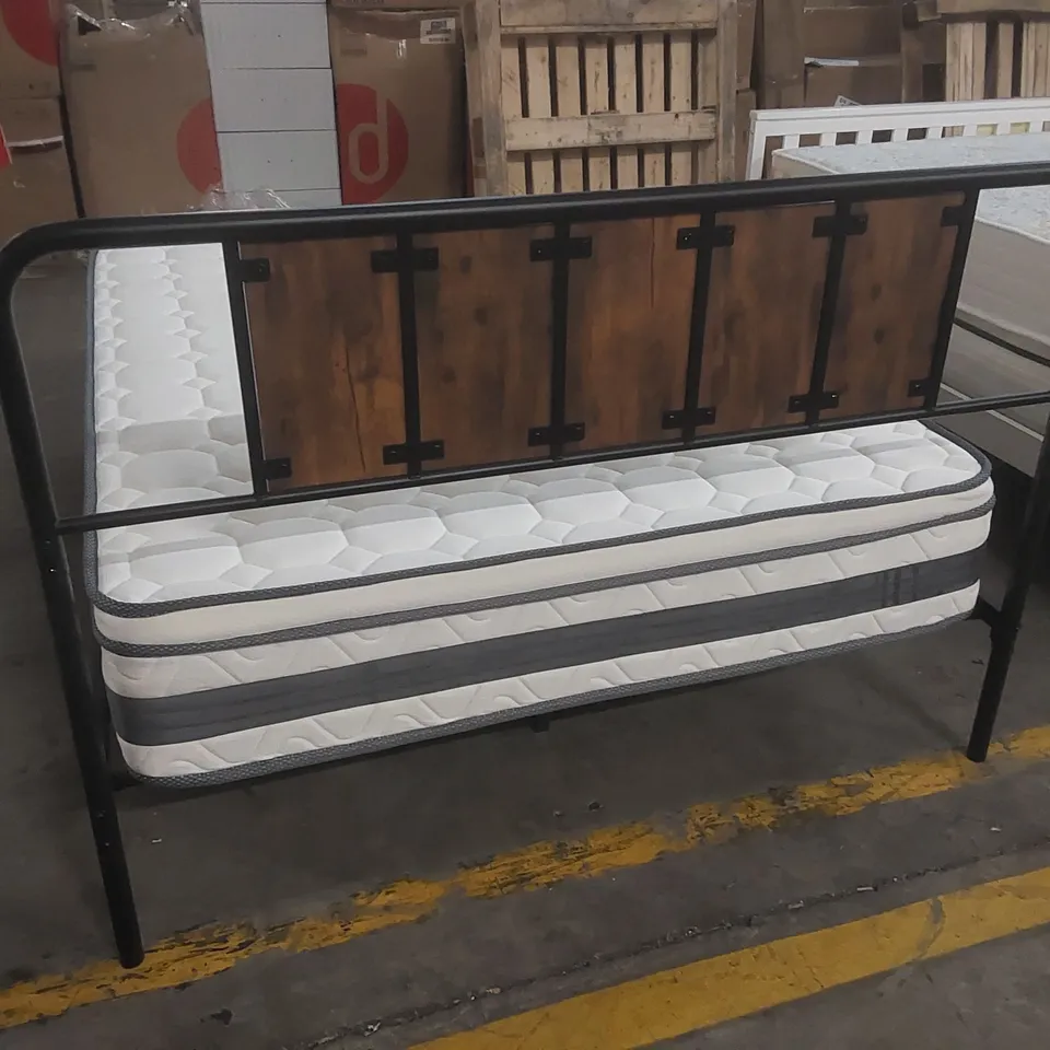 DENES 4'6" DOUBLE METAL BED FRAME WITH PILLOWTOP MATTRESS