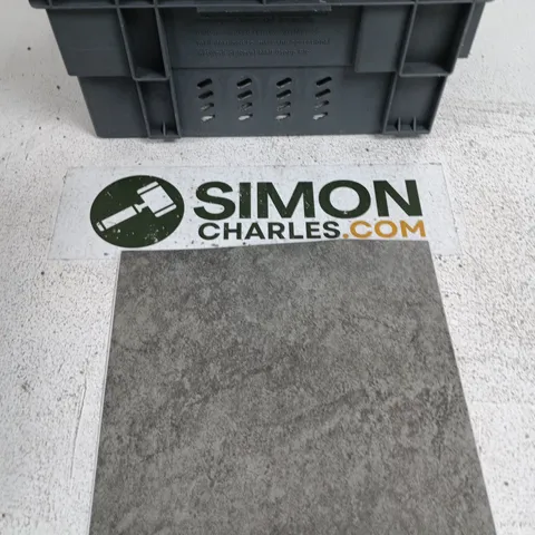 TOTE OF APPROXIMATELY 15 GREY STONE-LOOK FLOOR TILES