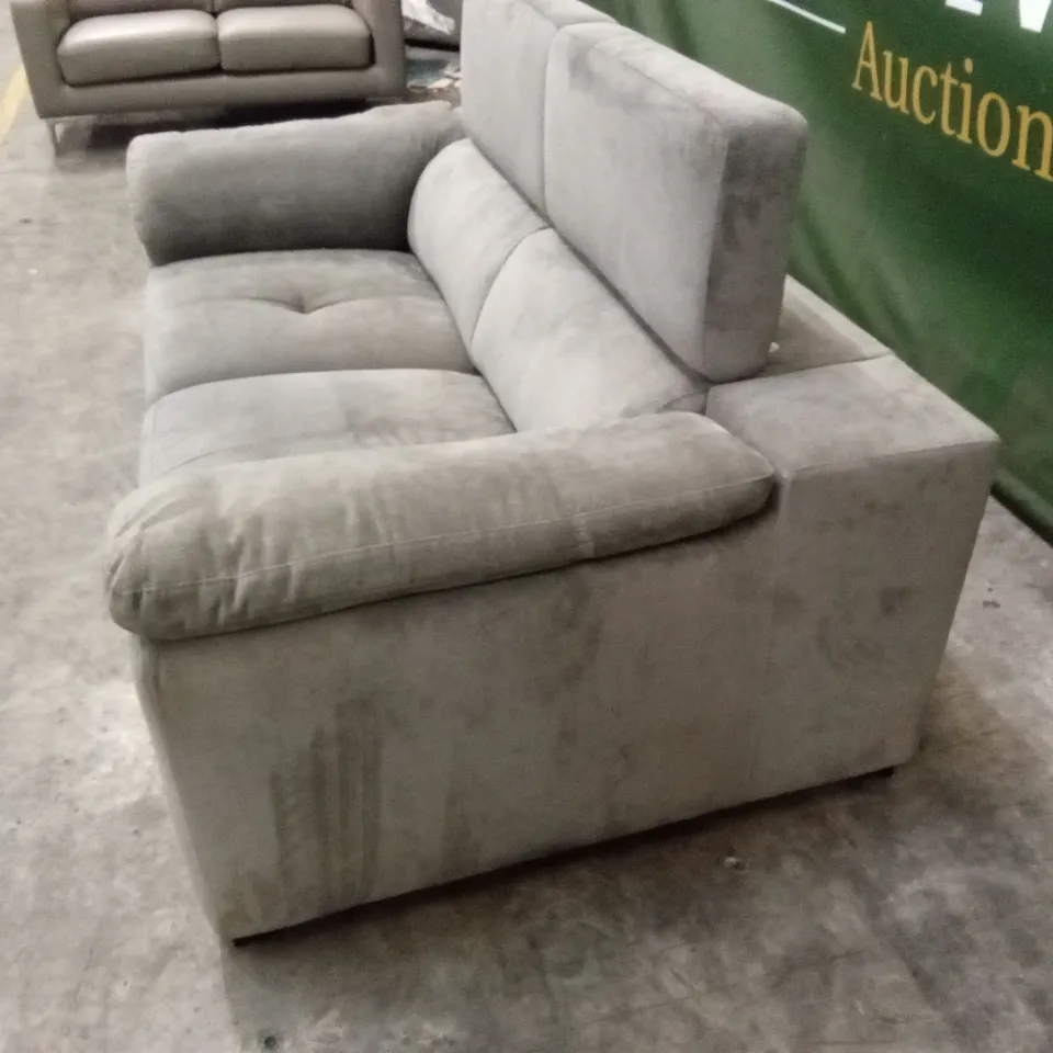 DESIGNER 2 SEATER FABRIC SOFA WITH ADJUSTABLE HEADREST