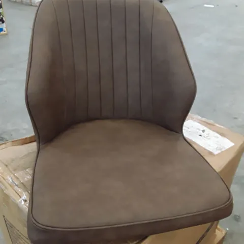 BOXED SET OF 2 DANFORTH DINING CHAIRS - BROWN LEATHER
