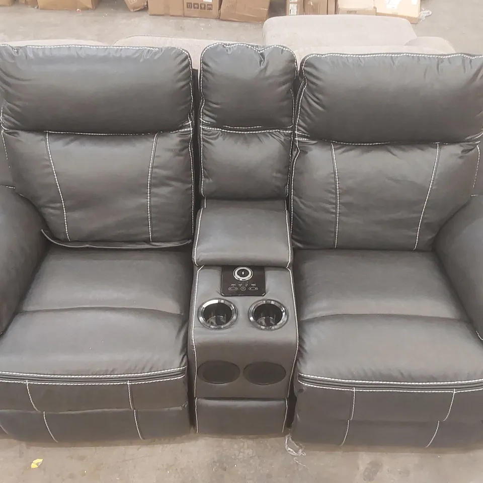 VINSON ELECTRIC RECLINER 2 SEATER SOFA AIR LEATHER WITH SPEAKERS & USB-C CHARGING
