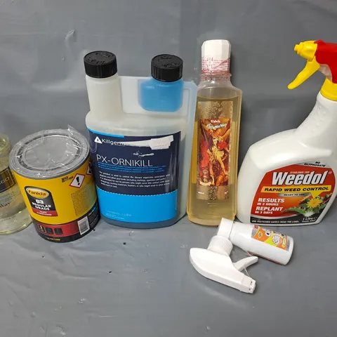 APPROXIMATELY 10 ASSORTED LIQUIDS TO INCLUDE WEEDOL, KITCHEN CLEANER, AIR FRESHENER ETC 