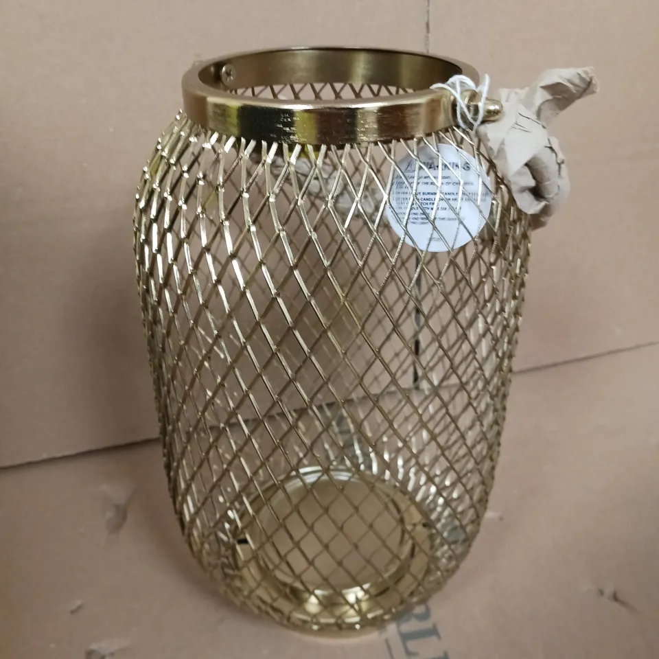 GOLD METAL MESH LANTERN