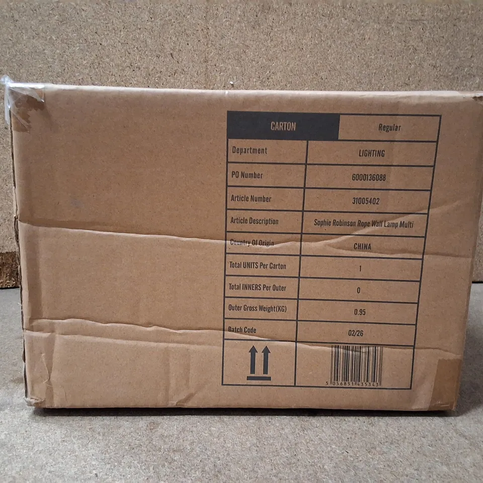 BOXED SOPHIE ROBINSON X DUNELM ROPE WALL LAMP – MULTI