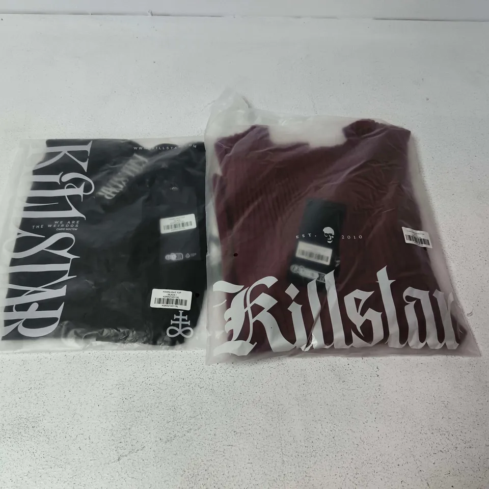 LOT OF APPROXIMATELY 32 BRAND NEW KILLSTAR CLOTHING ITEMS TO INCLUDE DUSK EMPRESS KNIT OPS AND FALLEN LIGHT TOPS - VARIOUS SIZES