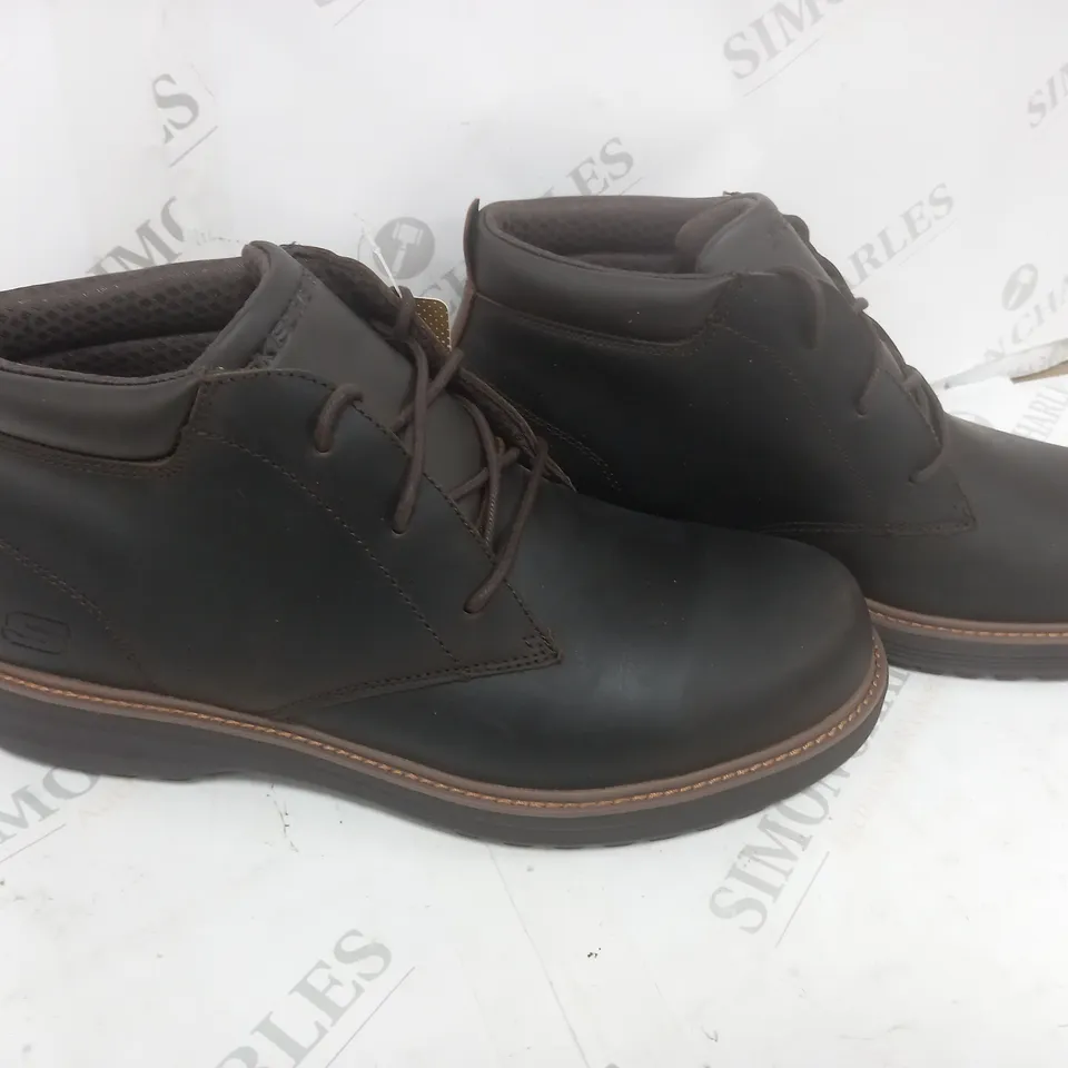 SKETCHERS TRAINERS MENS LEATHER BOOTS CHOCOLATE SIZE 10