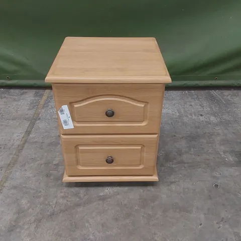 DESIGNER 2 DRAWER WOODEN BEDSIDE TABLE ON WHEELS