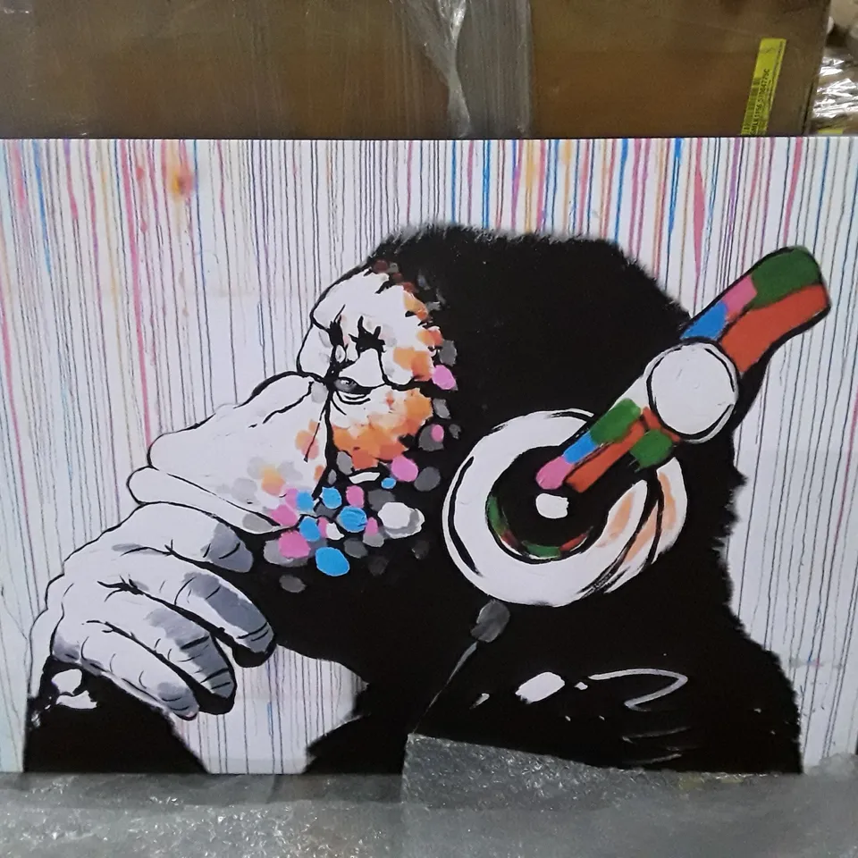  DJ MONKEY GORILLA CHIMP RAINBOW RAIN - WRAPPED CANVAS ART PRINTS