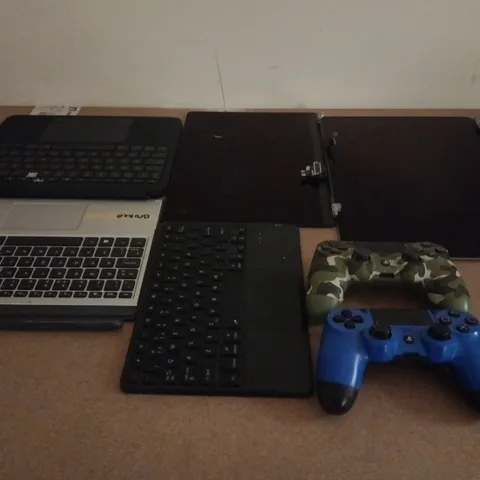 BOX OF APPROX 10 ASSORTED ELECTRICAL ITEMS TO INCLUDE CONTROLLERS , KEYBOARDS AND HEADPHONES