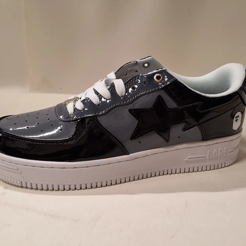 A BATHING APE STA SNEAKERS - BLACK/GREY PATENT - UK 10 (US 11)