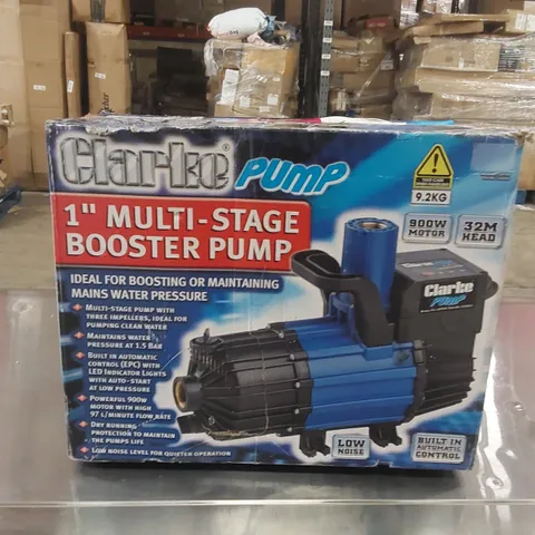 BOXED CLARKE CBP900 1" 900W 97LPM 32M HEAD MULTI-STAGE BOOSTER PUMP (230V)