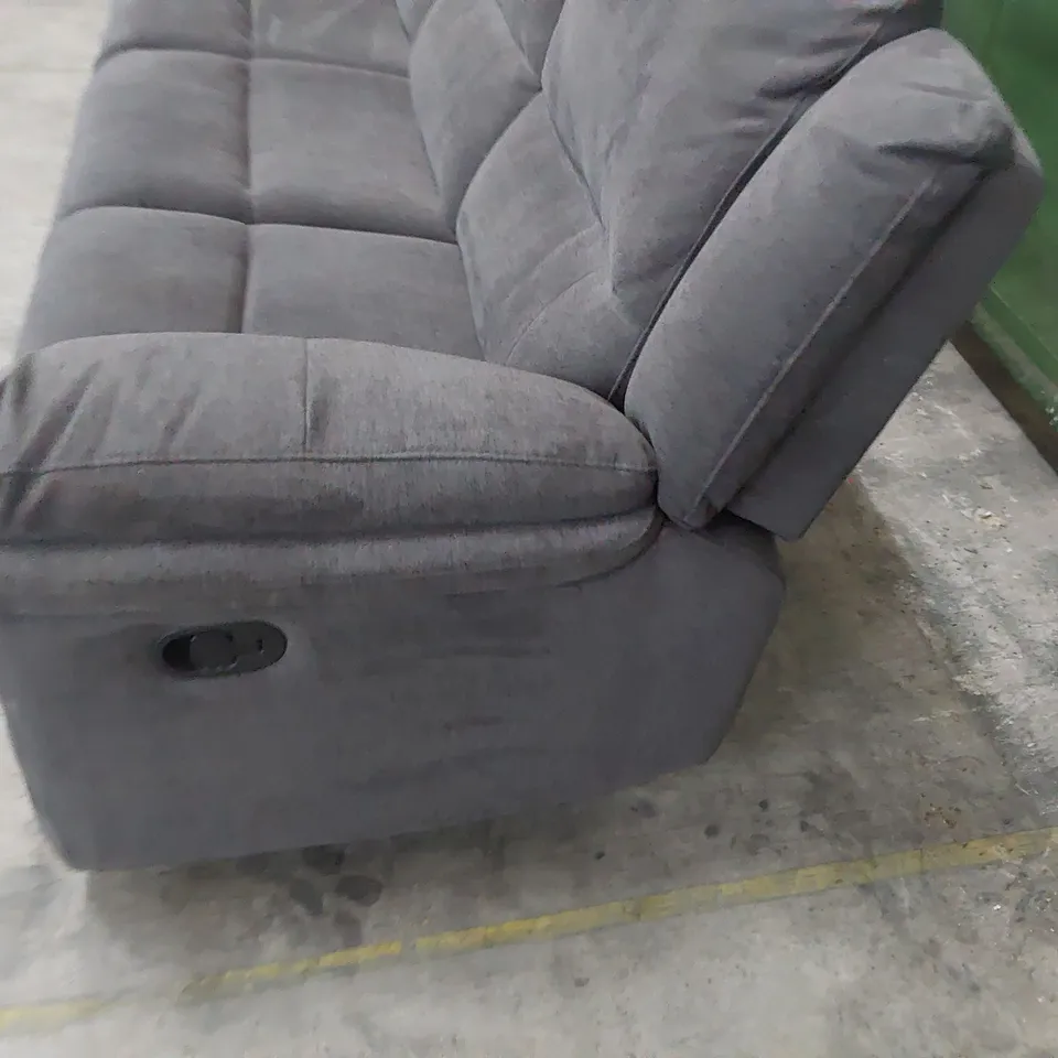 DESIGNER THREE SEATER MANUAL RECLINING SOFA CHARCOAL FABRIC 