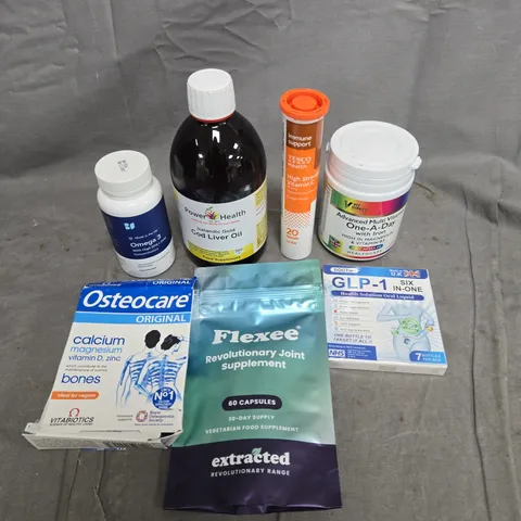 APPROXIMATELY 15 ASSORTED VITAMIN/HEALTH AID PRODUCTS TO INCLUDE GLP-1, OMEGA 3, COD LIVER OIL ETC 