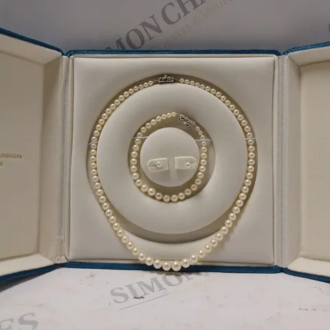 BOXED CHARLIE BARRON PEARLS - NECKLESS - EAR RINGS - BRACELET