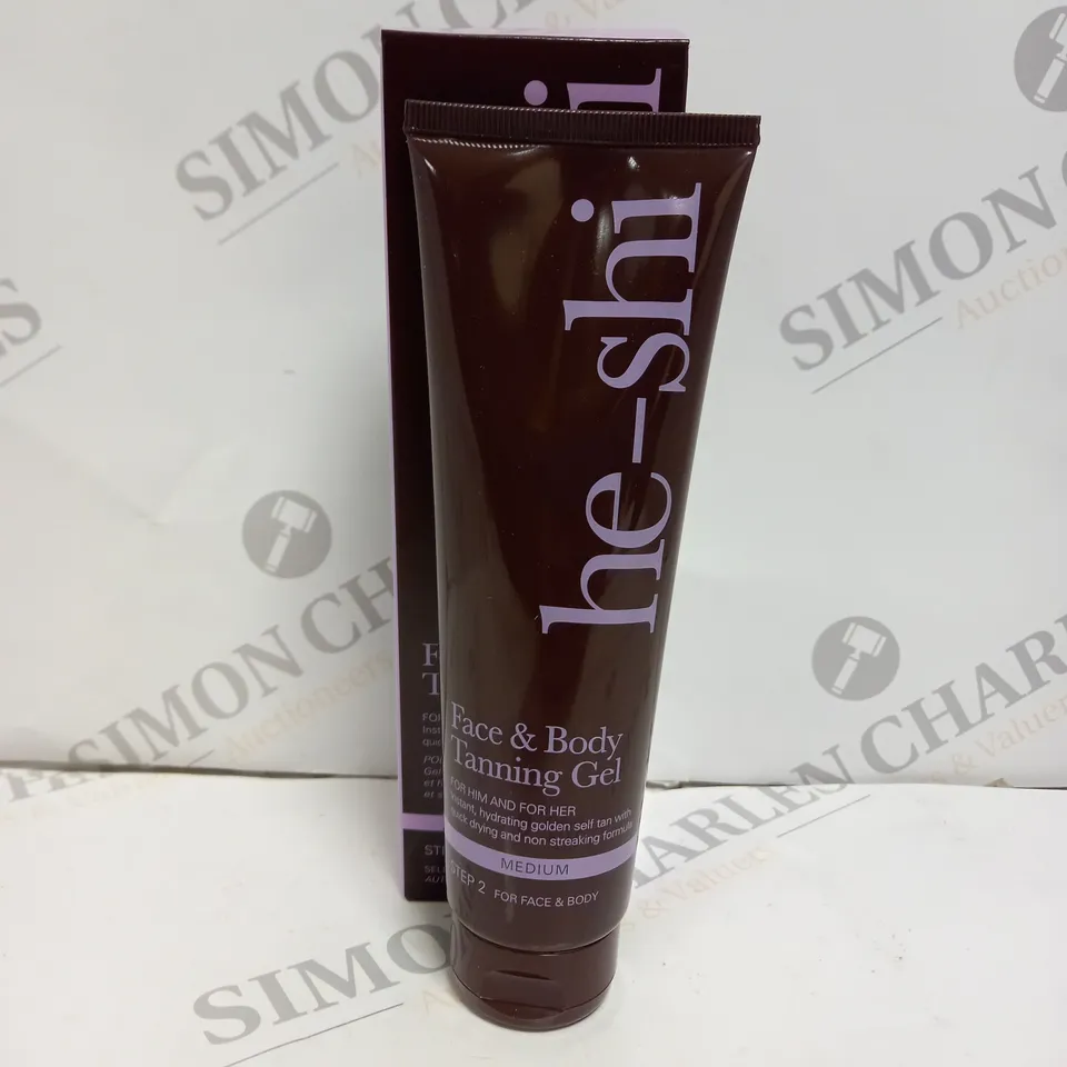 6 BOXED HE-SHI FACE & BODY TANNING GEL 150ML - MEDIUM 