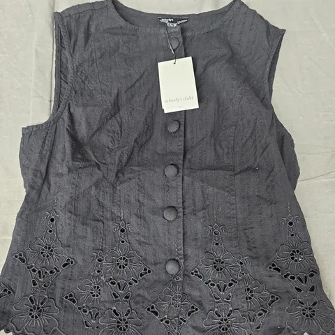 NOBODY'S CHILD LAYLA TOP IN BLACK SIZE UK 10