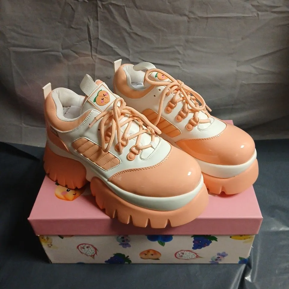 KOI FRUITTI TUTTI CHUNKY PLATFORM SNEAKERS – PEACH & ORANGE SIZE 8