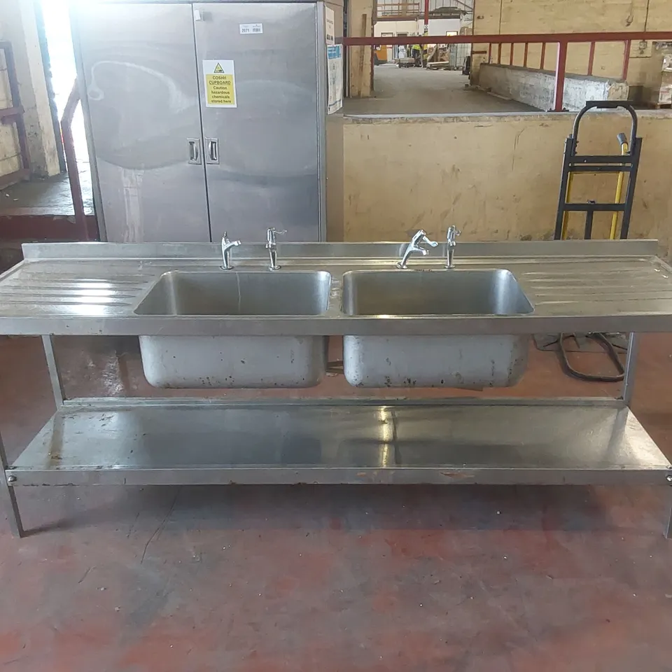 STAINLESS STEEL DOUBLE COMMERCIAL KITCHEN SINK UNIT