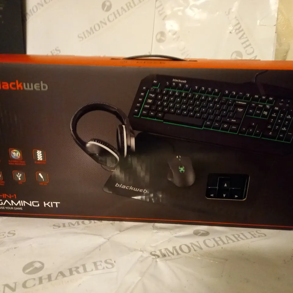 BRAND NEW BOXED BLACKWEB 4 IN 1 GAMING KIT - KEYBOARD, MOUSE, HEADSET AND MOUSEMAT 