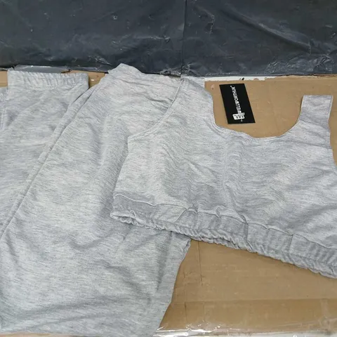 BOX OF APPROXIMATELY 10 WELLWORTH UK LADIES CROP TOP AND JOGGERS SETS - GREY - SIZES MAY VARY