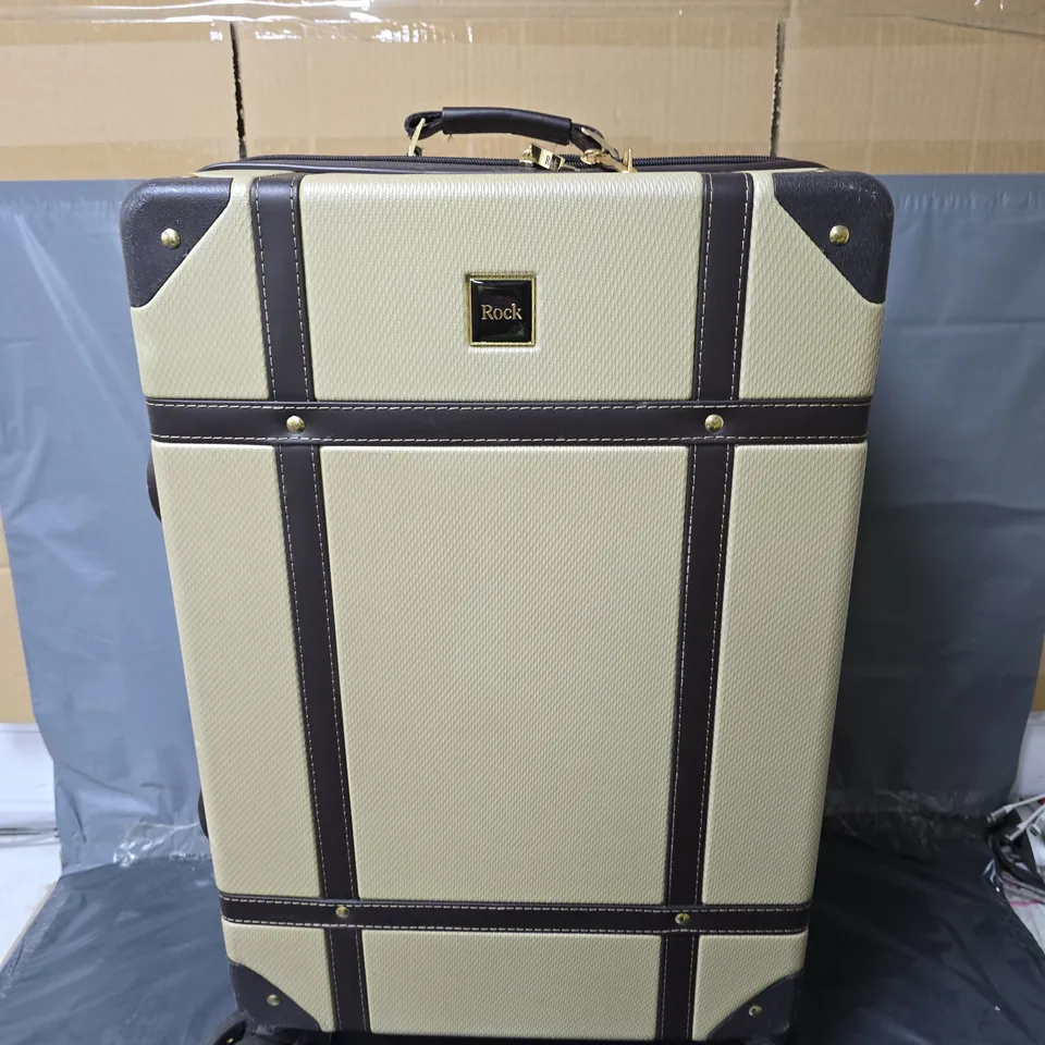 VINTAGE 8 WHEEL RETRO STYLE HARDSHELL LARGE SUITCASE  RRP £114.99