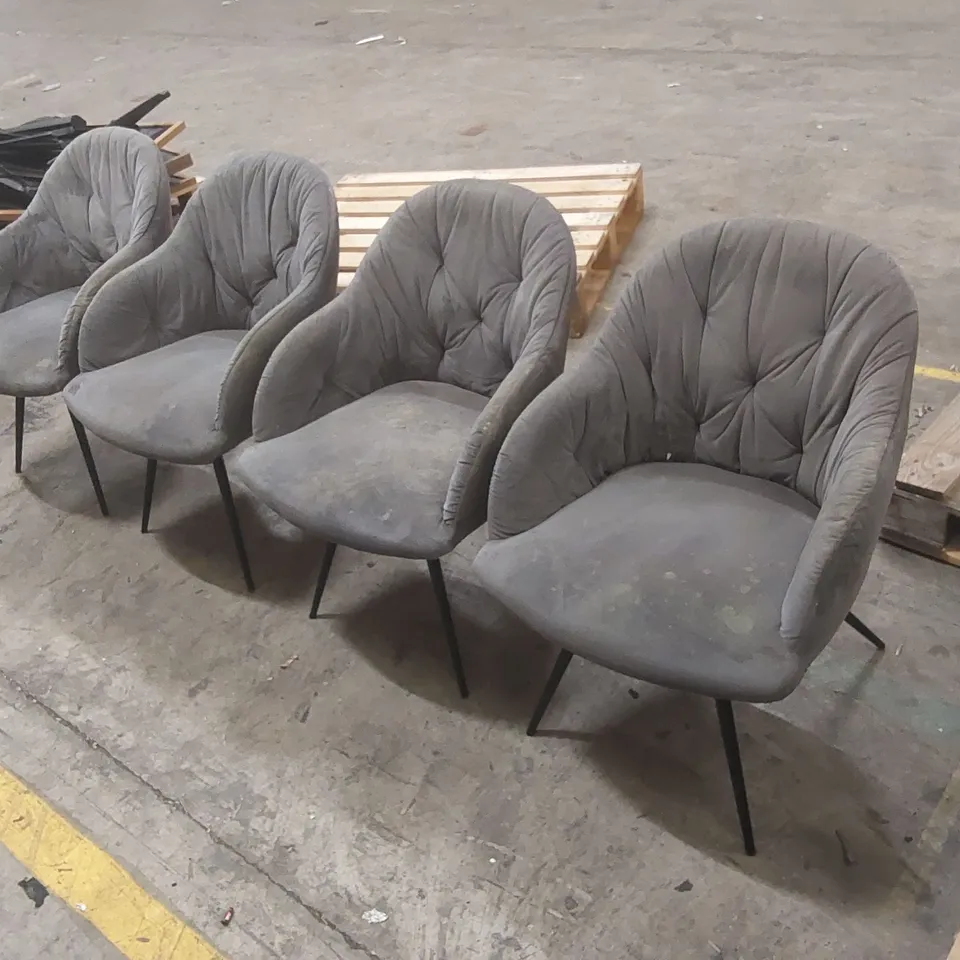SET OF 4x DESIGNER VELVET DINING CHAIRS