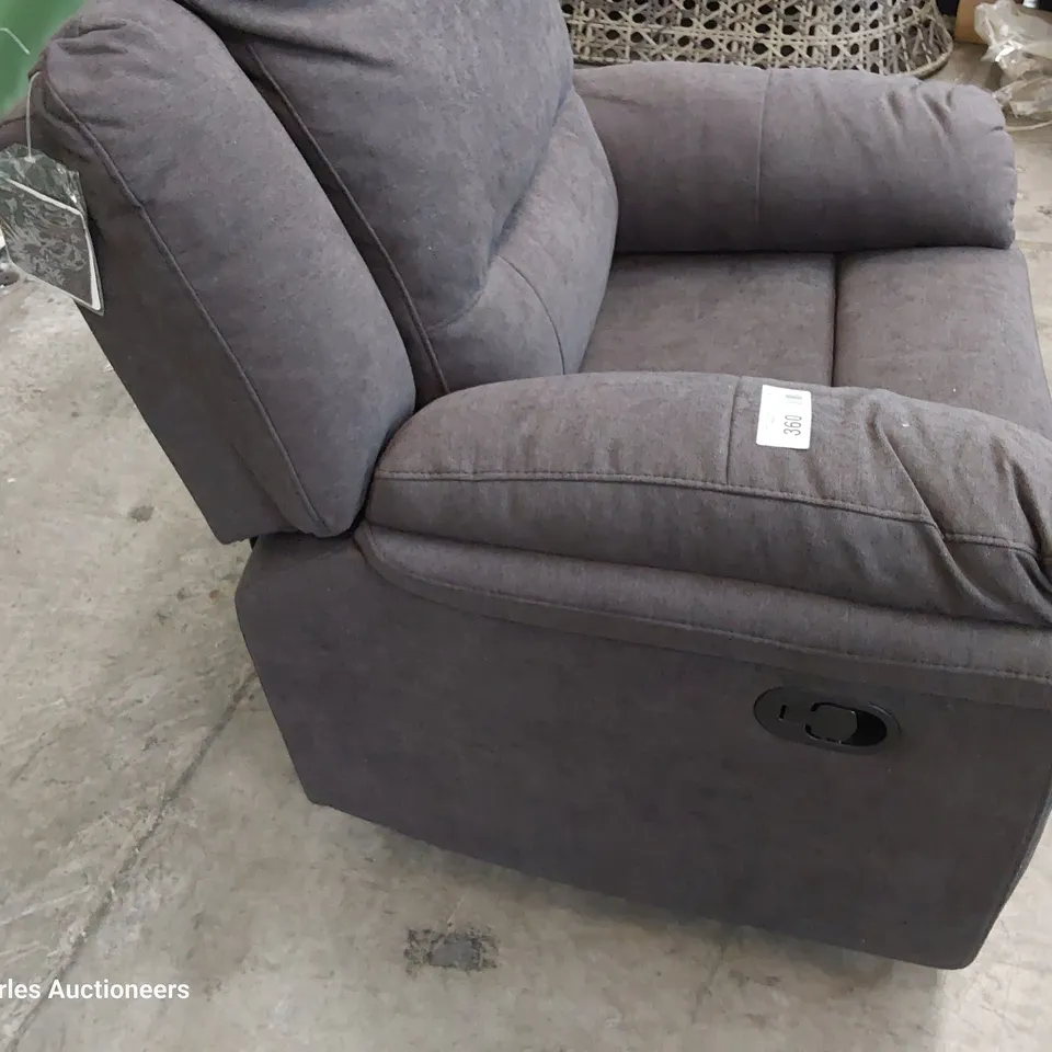 DESIGNER MANUAL RECLINING EASY CHAIR CHARCOAL FABRIC 