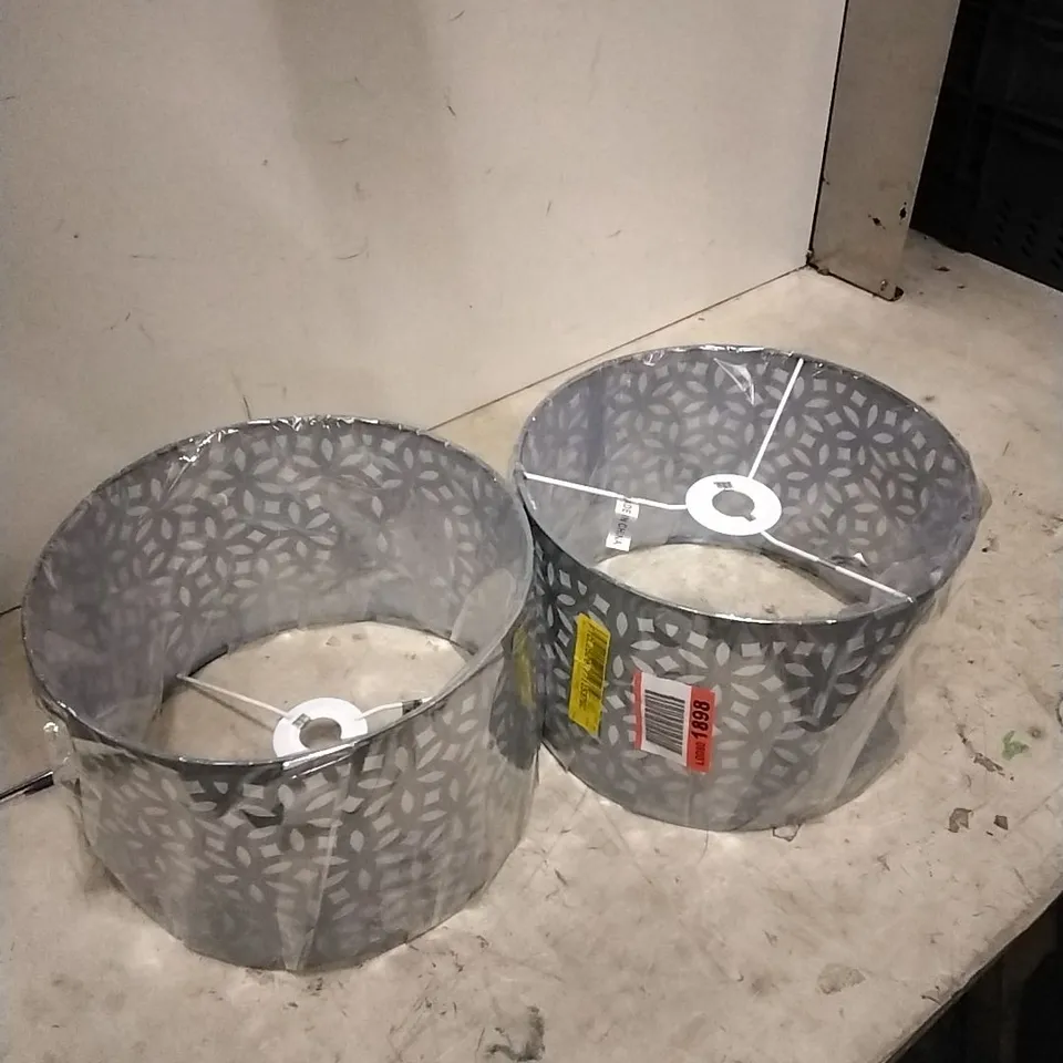20CM H COTTON DRUM PENDANT SHADE IN GREY (X2)