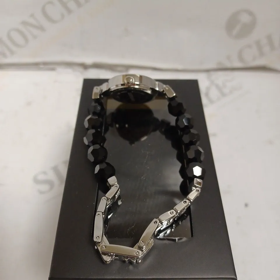 BOXED SEKONDA LADIES BLACK MOTHER OF PEARL DIAL WITH STONE BRACELET - JAPAN MOVEMENT.
