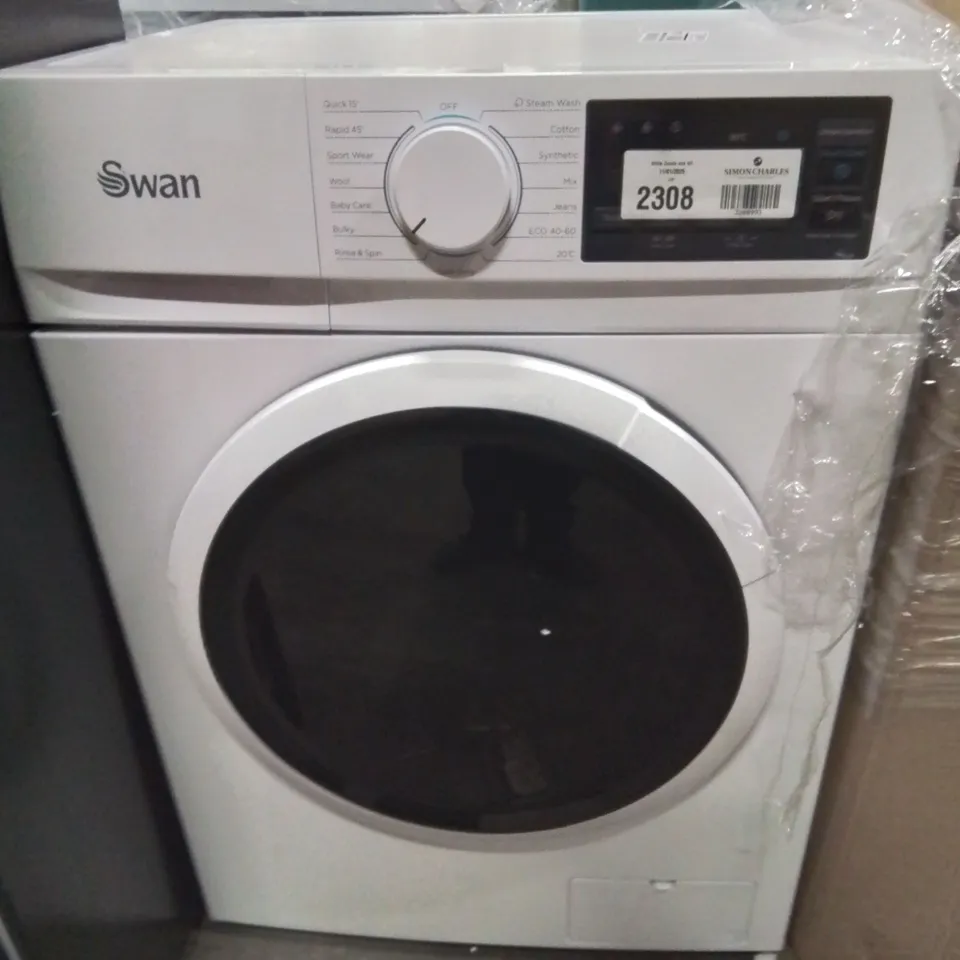 BOXED SWAN 8KG LOAD, 1400 SPIN FREESTANDING WASHING MACHINE - WHITE