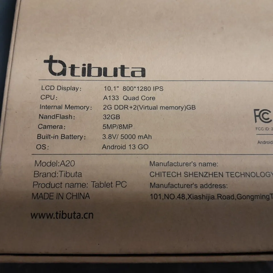 BOXED TIBUTA MASTERPAD A20 TABLET