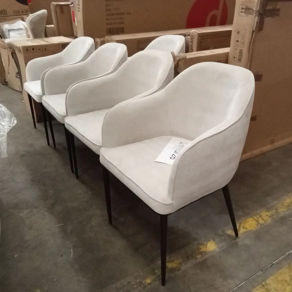 SET OF 5 DANETTI HARLEY NATURAL GREY CHENILLE DINING CHAIRS